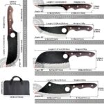 5 buc. set cuțite de bucătar sârbesc, set cuțite măcelărești forjate manual cu husă, din oțel inoxidabil cu conținut ridicat de carbon, cuțite ascuțite pentru bucătărie, set cu toporișcă, cuțit pentru dezosat și cuțite vikinge pentru tăierea pieptului de vită - Image 2