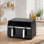 10L Mini Friteuză cu Aer Nouă pentru Acasă, Friteuză cu Aer cu 2 Camere, Zonă Duală, Friteuză cu Aer cu Camere Suprapuse, Ecran Tactil și Timer, Coșuri Sigur pentru Spălare în Mașină de Spălat Vase - Image 6