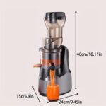 1 Bucată Înzăpeză cu Priză EU Hilton, Extractor de Sucuri Lent, Presă de Sucuri Masticatoare pentru Fructe și Legume, Presă Profesională Lentă Nama, Presă pentru Portocale și Citrice, Ușor de Curățat pentru Sucuri Acasă, Culoare Gri Închis - Image 6