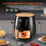 Friteuză cu aer cald 6.1 L | 6-1 Moduri de gătit predefinite | Bol transparent pentru friteuri pentru cele mai bune rezultate | Gătește creveți, friptură, cartofi prăjiți, aripioare, pui și multe altele | Control precis al temperaturii și timpului, coș sigur pentru mașina de spălat vase, mese rapide și ușoare în câteva minute, compactă, neagră - Image 5
