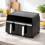 10L Mini Friteuză cu Aer Nouă pentru Acasă, Friteuză cu Aer cu 2 Camere, Zonă Duală, Friteuză cu Aer cu Camere Suprapuse, Ecran Tactil și Timer, Coșuri Sigur pentru Spălare în Mașină de Spălat Vase - Image 7
