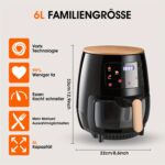 Friteuză cu aer cald 6.1 L | 6-1 Moduri de gătit predefinite | Bol transparent pentru friteuri pentru cele mai bune rezultate | Gătește creveți, friptură, cartofi prăjiți, aripioare, pui și multe altele | Control precis al temperaturii și timpului, coș sigur pentru mașina de spălat vase, mese rapide și ușoare în câteva minute, compactă, neagră - Image 6