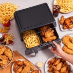 10L Mini Friteuză cu Aer Nouă pentru Acasă, Friteuză cu Aer cu 2 Camere, Zonă Duală, Friteuză cu Aer cu Camere Suprapuse, Ecran Tactil și Timer, Coșuri Sigur pentru Spălare în Mașină de Spălat Vase - Image 3