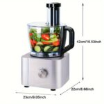 Robot de bucătărie 11-în-1 cu tocire, amestecare, frământare, măcinare, bătut ouă, stoarcere, 1100W, 3 viteze plus puls, bol de 3.2 L și pălărie de 1.5L, argintiu - Image 10