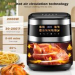 Combinație cuptor friteuză cu aer de 10L XXL, cuptor prăjitor digital 11-în-1 cu ecran tactil color și fereastră de vizualizare, capacitate potrivită pentru friptură, prăjire, deshidratare, coacere, accesorii sigure pentru mașina de spălat vase, compatibil cu grătar, prăjitor - Image 5