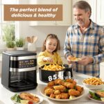 Combinație cuptor friteuză cu aer de 10L XXL, cuptor prăjitor digital 11-în-1 cu ecran tactil color și fereastră de vizualizare, capacitate potrivită pentru friptură, prăjire, deshidratare, coacere, accesorii sigure pentru mașina de spălat vase, compatibil cu grătar, prăjitor - Image 10