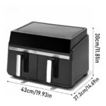 10L Mini Friteuză cu Aer Nouă pentru Acasă, Friteuză cu Aer cu 2 Camere, Zonă Duală, Friteuză cu Aer cu Camere Suprapuse, Ecran Tactil și Timer, Coșuri Sigur pentru Spălare în Mașină de Spălat Vase - Image 8