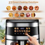 Combinație cuptor friteuză cu aer de 10L XXL, cuptor prăjitor digital 11-în-1 cu ecran tactil color și fereastră de vizualizare, capacitate potrivită pentru friptură, prăjire, deshidratare, coacere, accesorii sigure pentru mașina de spălat vase, compatibil cu grătar, prăjitor - Image 4