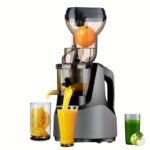 1 Bucată Înzăpeză cu Priză EU Hilton, Extractor de Sucuri Lent, Presă de Sucuri Masticatoare pentru Fructe și Legume, Presă Profesională Lentă Nama, Presă pentru Portocale și Citrice, Ușor de Curățat pentru Sucuri Acasă, Culoare Gri Închis - Image 2