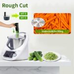 SENBOWE Feliator electric de legume compatibil cu robotul de bucătărie TM5/TM6. Funcționare manuală, confecționat din oțel inoxidabil 304 cu accesorii pentru decojire și feliere. Ușor de instalat, ideal pentru înlocuirea accesoriilor recipientului de bucătărie. - Image 6