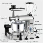 Robot de bucătărie multifuncțional 6-în-1 cu bol din oțel inoxidabil de 5.5L, robot de masă cu 6 viteze și cap înclinabil de 2000W, blender pentru suc cu recipient din sticlă de 1.5L, procesor de alimente multifuncțional, mixere de bucătărie pentru majoritatea bucătarilor casnici, sigur pentru mașina de spălat vase - Image 4