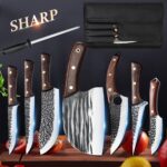 Set de 8 cuțite de bucătărie, Set de cuțite de bucătărie, Cuțite de bucătărie foarte ascuțite, Oțel inoxidabil, Robuste și durabile, Disponibile în mai multe dimensiuni, Potrivite pentru tăierea cărnii, legumelor, fructelor, Ambalaj în cutie de cadou, Cadoul este, de asemenea, o alegere bună!