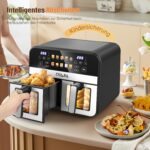 10.5L Friteuză cu Aer DualZone 10-în-1 cu 2 Coșuri Independente, Ferestre Vizibile, Gătire și Sincronizare pentru Deshidratare, Dezghețare, Prăjire, Coacere, Reîncălzire și Mai Mult pentru Mese Rapide și Ușoare, Antiaderentă și Sigură în Mașina de Spălat Vase - Image 6