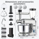 Robot de bucătărie multifuncțional 6-în-1 cu bol din oțel inoxidabil de 5.5L, robot de masă cu 6 viteze și cap înclinabil de 2000W, blender pentru suc cu recipient din sticlă de 1.5L, procesor de alimente multifuncțional, mixere de bucătărie pentru majoritatea bucătarilor casnici, sigur pentru mașina de spălat vase