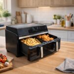 10L Mini Friteuză cu Aer Nouă pentru Acasă, Friteuză cu Aer cu 2 Camere, Zonă Duală, Friteuză cu Aer cu Camere Suprapuse, Ecran Tactil și Timer, Coșuri Sigur pentru Spălare în Mașină de Spălat Vase - Image 2