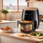 Friteuză cu aer cald 6.1 L | 6-1 Moduri de gătit predefinite | Bol transparent pentru friteuri pentru cele mai bune rezultate | Gătește creveți, friptură, cartofi prăjiți, aripioare, pui și multe altele | Control precis al temperaturii și timpului, coș sigur pentru mașina de spălat vase, mese rapide și ușoare în câteva minute, compactă, neagră - Image 4