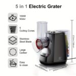 SUPERLEX Răzătoare Electrică Multifuncțională pentru Salate, Mașină Electrică de Feliat Legume cu 5 Lame de Tambur Interschimbabile, Răzătoare de Brânză pentru Fructe și Legume Morcovi Nuci Răzătoare de Bucătărie - Image 4