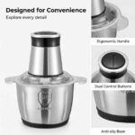 Robot de bucătărie cu mașină de tocat carne, mixer casnic din oțel inoxidabil, complet automat, mașină de tocat carne multifuncțională, robot de bucătărie care poate bate ouăle, tăia legumele, frământa aluatul, măcina carne, etc. - Image 2
