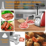 Electric Meat Grinder Powerful Max 2800W Heavy Duty Meat Mincer Sausage Grinder Stainless Steel Food Processor Sausage Stuffer - imagine 3