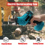 Reciprocating Saw Cordless 3000rpm Variable Speed Chainsaw Wood Metal Chain Rechargeable Circular Saw for Makita 18V Battery - imagine 6