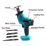 Reciprocating Saw Cordless 3000rpm Variable Speed Chainsaw Wood Metal Chain Rechargeable Circular Saw for Makita 18V Battery - imagine 3