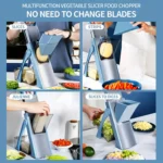 Safe Vegetable Slicer Adjustable Vegetable Chopper with 4 Modes Dicer, Julienne Kitchen Chopping Artifact (SkyBlue) - imagine 3