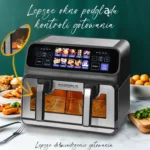 Sinaopus Air Fryer 9L XXL 2200W Dual-Chamber, Oil-Free Fryer with Touch LED Panel, Automatic Programs, Temperature Control, and Timer