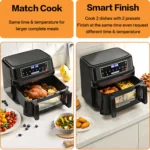 12L Hot Air Fryer One or Dual Chambers Adjustable, XXL Airfryer with Touchscreen 8 Programmes, Hot Air Fryer with Viewing Window - imagine 4