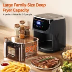 Patbrela Visible Air Fryer 7.0L 8-in-1 Max 200°C Electric Hot Fryer Oven Oilless Cooker with Touch Screen Nonstick Basket Family Size - imagine 5