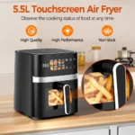 Patbrela 5.5L Air Fryer 8-in-1 Max 200°C Electric Hot fryer Oven Oilless Cooker with Touch Control & Nonstick Basket & Visible Window - imagine 3