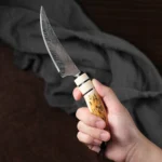 Boning knife with sharp curved blade for gift box Kitchen High hardness forging Damascus texture knife Sharp fruit knife - imagine 3