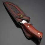 Fixed Blade Knife Kitchen Knife with Wooden Handle Leather Sheath for Cleaver Meat Fish Fruit Vegetable Slicing Cooking Butcher - imagine 4