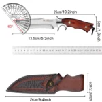 Fixed Blade Knife Kitchen Knife with Wooden Handle Leather Sheath for Cleaver Meat Fish Fruit Vegetable Slicing Cooking Butcher - imagine 6