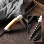 Boning knife with sharp curved blade for gift box Kitchen High hardness forging Damascus texture knife Sharp fruit knife - imagine 5
