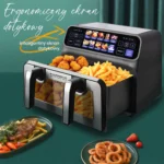 Sinaopus Air Fryer 9L XXL 2200W Dual-Chamber, Oil-Free Fryer with Touch LED Panel, Automatic Programs, Temperature Control, and Timer - imagine 5