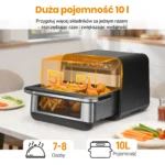 Sinaopus Fat Free Fryer 10L Dual Basket Air Fryer Double Basket Air Air Fryer XXL Air Fryer Oven Free LED Touch Window - imagine 4
