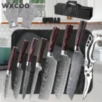 WXCOO Meat Boning Knife Set Butcher Knife Carving Cleaver Chef Santoku Japanese Kitchen Knives with Sheath