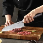 7-inch Japanese High-quality Santoku Knife Three-layer Composite Steel Professional Chef Knife Handmade Cooking Kitchen Knives - imagine 4