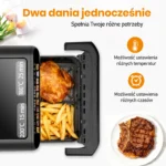 Sinaopus Fat Free Fryer 10L Dual Basket Air Fryer Double Basket Air Air Fryer XXL Air Fryer Oven Free LED Touch Window - imagine 2