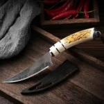 Boning knife with sharp curved blade for gift box Kitchen High hardness forging Damascus texture knife Sharp fruit knife - imagine 4
