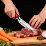 Fixed Blade Knife Kitchen Knife with Wooden Handle Leather Sheath for Cleaver Meat Fish Fruit Vegetable Slicing Cooking Butcher - imagine 2