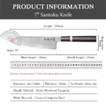 7-inch Japanese High-quality Santoku Knife Three-layer Composite Steel Professional Chef Knife Handmade Cooking Kitchen Knives - imagine 6