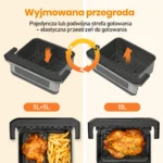 Sinaopus Fat Free Fryer 10L Dual Basket Air Fryer Double Basket Air Air Fryer XXL Air Fryer Oven Free LED Touch Window - imagine 7