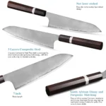 7-inch Japanese High-quality Santoku Knife Three-layer Composite Steel Professional Chef Knife Handmade Cooking Kitchen Knives - imagine 5