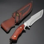 Fixed Blade Knife Kitchen Knife with Wooden Handle Leather Sheath for Cleaver Meat Fish Fruit Vegetable Slicing Cooking Butcher - imagine 5