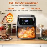 Patbrela Visible Air Fryer 7.0L 8-in-1 Max 200°C Electric Hot Fryer Oven Oilless Cooker with Touch Screen Nonstick Basket Family Size - imagine 3