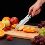 Fixed Blade Knife Kitchen Knife with Wooden Handle Leather Sheath for Cleaver Meat Fish Fruit Vegetable Slicing Cooking Butcher - imagine 3