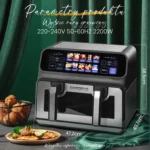 Sinaopus Air Fryer 9L XXL 2200W Dual-Chamber, Oil-Free Fryer with Touch LED Panel, Automatic Programs, Temperature Control, and Timer - imagine 8