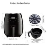 6L Air Fryer, Smart Touch Screen Multifunctional Oven, Large Capacity Mechanical Electric Fryer for - imagine 5