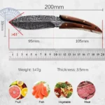 Utility Knife Barbecue Slicing Meat Fruit Fish Filleting Knife Chef Cooking Butcher Boning Knife Kitchen Knives Wooden Handle - imagine 2